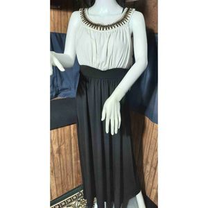 Sandiva Black And White Sleeveless Flowy Maxi Dress Extra L